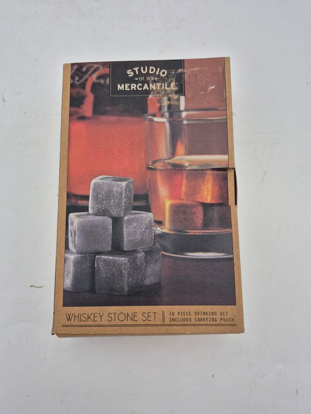 Studio Mercantile 10-Piece Whiskey Stone Set for Cocktails Travel Pouch NIB